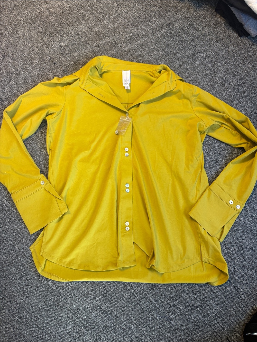 Relaxed Button-Down Shirt in Mustard Yellow NEW